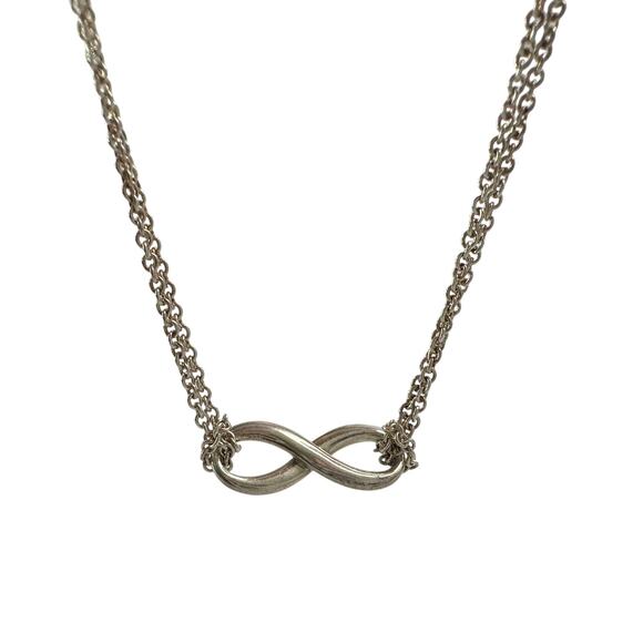 Tiffany & Co Infinity Double Chain Pendant and Necklace in Sterling 16" Chain - Picture 8 of 15